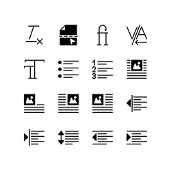 Alignment and word document function set of icons