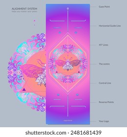 Alignment Yoga Mat design template. Vector illustration. Ready to print modern style.