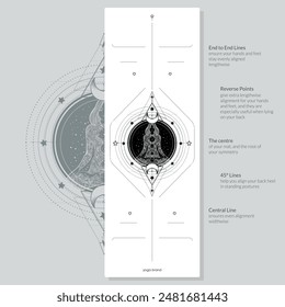 Alignment Yoga Mat design template. Vector illustration. Ready to print modern style. Perfect support in any asana, for the most demanding yogis with beautiful sybol in the center point