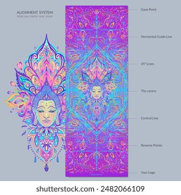 Alignment Yoga Mat design template. Vector illustration. Ready to print modern style.