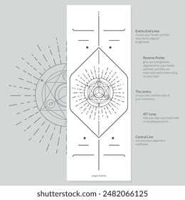 Ausrichtung Yoga Mat Design Vorlage. Vektorillustration. Bereit, modernen Stil zu drucken. Perfekter Support in jedem Asana, für die anspruchsvollsten Yogis mit wunderschönem Symbol im Mittelpunkt