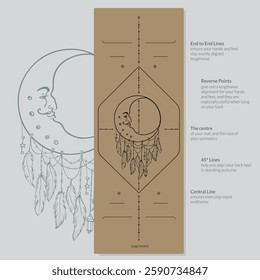 Alignment Yoga Mat design template. Vector illustration. Ready to print modern style. Perfect support in any asana, for the most demanding yogis with beautiful sybol in the center point