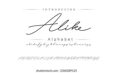 Alike Font. Alphabet. Script. Typeface. Label .Vintage typeface. For labels and different type designs