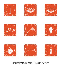 Alimentation icons set. Grunge set of 9 alimentation vector icons for web isolated on white background