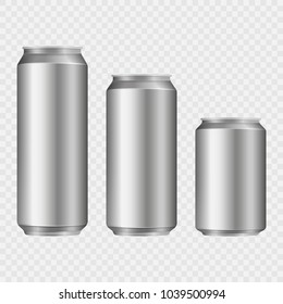 Aliminum drink cans isolated on transparent background. Vector illustration. Eps 10.