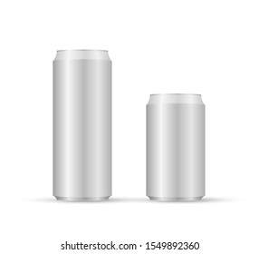 Aliminum drink cans. White can vector visual, ideal for beer, lager, alcohol, soft drinks, soda.
