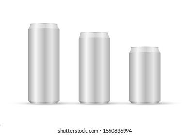 Aliminum drink cans. White can vector visual, ideal for beer, lager, alcohol, soft drinks, soda.