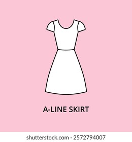 A-line skirt dress vector icon editable stroke