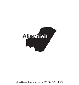 Alisabieh Djibouti map and black lettering design on white background