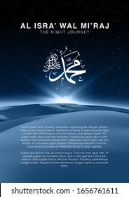 Al-Isra wal Mi'raj means The night journey of Prophet Muhammad, Multipurpose Brochure or Background template. Islamic background design template Vector Illustration. Suitable for greeting card