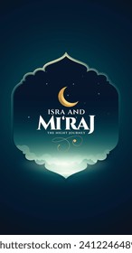 Al-Isra wal Mi'raj means The night journey of Prophet Muhammad. Islamic background design template Vector Illustration.