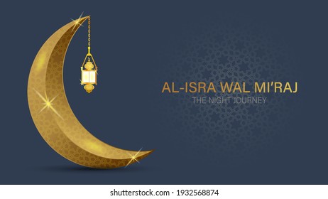 Al-Isra wal Mi'raj  means the two parts of a Night Journey. Vector Illustration of Al-Isra wal Mi'raj