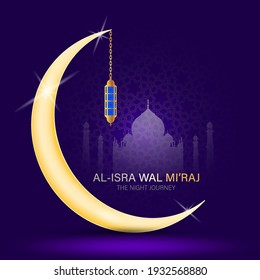 Al-Isra wal Mi'raj  means the two parts of a Night Journey. Vector Illustration of Al-Isra wal Mi'raj