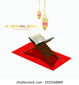 Al-Isra wal Mi'raj  means the two parts of a Night Journey. Vector Illustration of Al-Isra wal Mi'raj