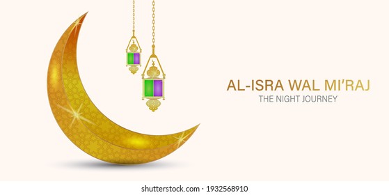 Al-Isra wal Mi'raj  means the two parts of a Night Journey. Vector Illustration of Al-Isra wal Mi'raj