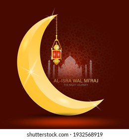 Al-Isra wal Mi'raj  means the two parts of a Night Journey. Vector Illustration of Al-Isra wal Mi'raj