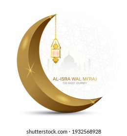 Al-Isra wal Mi'raj  means the two parts of a Night Journey. Vector Illustration of Al-Isra wal Mi'raj