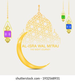 Al-Isra wal Mi'raj  means the two parts of a Night Journey. Vector Illustration of Al-Isra wal Mi'raj