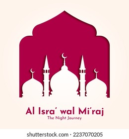 Al-Isra wal Mi'raj, The night journey of prophet Muhammad. Minimalis islamic background. Vector illustration for template, greeting card, banner