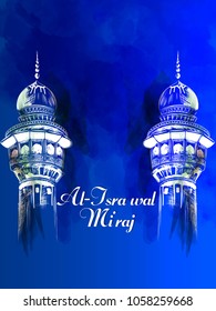 "Al-Isra wal Mi'raj Prophet Muhammad Vector Illustration. Suitable for greeting card, poster and banner.