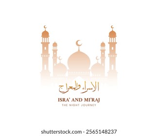 Al-Isra wal Mi`raj Prophet Muhammad background design. Design for greeting card, poster and banner. Vector illustration