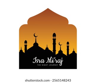 Al-Isra wal Mi`raj Prophet Muhammad background design. Design for greeting card, poster and banner. Vector illustration