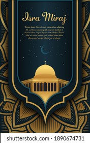 Al-Isra wal Mi'raj Translate: The night journey Prophet Muhammad Vector Illustration For Poster Template and Flyer, Simple Background of Isra Mi'raj Ceremony