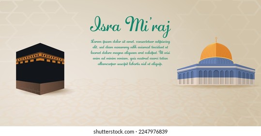 Al-Isra wal Mi'raj Translate: The Night Journey Prophet Muhammad Vector Illustration for Poster Template and Flyer, Simple Background of Isra Mi'raj Ceremony