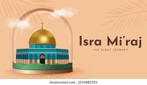 Al-Isra wal Mi'raj Translate: The night journey Prophet Muhammad Vector Illustration For Poster Template and Flyer, Simple Background of Isra Mi'raj Ceremony