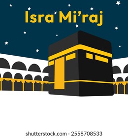 Al-Isra wal Mi'raj Translate: The Night Journey Prophet Muhammad Vector Illustration for Poster Template and Flyer, Simple Background of Isra Mi'raj Ceremony