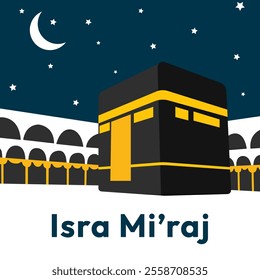 Al-Isra wal Mi'raj Translate: The Night Journey Prophet Muhammad Vector Illustration for Poster Template and Flyer, Simple Background of Isra Mi'raj Ceremony