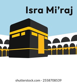 Al-Isra wal Mi'raj Translate: The Night Journey Prophet Muhammad Vector Illustration for Poster Template and Flyer, Simple Background of Isra Mi'raj Ceremony