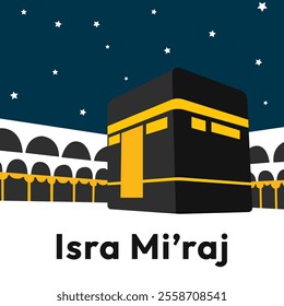 Al-Isra wal Mi'raj Translate: The Night Journey Prophet Muhammad Vector Illustration for Poster Template and Flyer, Simple Background of Isra Mi'raj Ceremony