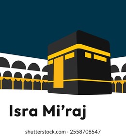 Al-Isra wal Mi'raj Translate: The Night Journey Prophet Muhammad Vector Illustration for Poster Template and Flyer, Simple Background of Isra Mi'raj Ceremony