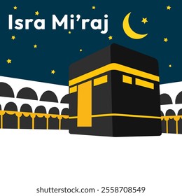 Al-Isra wal Mi'raj Translate: The Night Journey Prophet Muhammad Vector Illustration for Poster Template and Flyer, Simple Background of Isra Mi'raj Ceremony