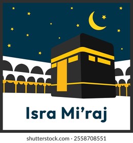 Al-Isra wal Mi'raj Translate: The Night Journey Prophet Muhammad Vector Illustration for Poster Template and Flyer, Simple Background of Isra Mi'raj Ceremony