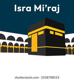 Al-Isra wal Mi'raj Translate: The Night Journey Prophet Muhammad Vector Illustration for Poster Template and Flyer, Simple Background of Isra Mi'raj Ceremony