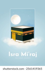 Al-Isra wal Mi'raj Translate: The night journey Prophet Muhammad Vector Illustration For Poster Template and Flyer, Simple Background of Isra Mi'raj Ceremony