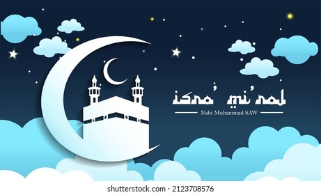 Al-isro' wal Mi'roj islamic realistik design vector