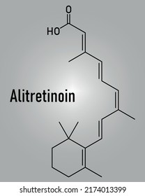 Alitretinoin or 9-cis-retinoic acid. Cancer and eczema drug molecule. Analog of vitamin A. Skeletal formula.