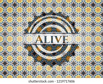 Alive arabic badge background. Arabesque decoration.