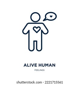 alive human icon from feelings collection. Thin linear alive human, alive, human outline icon isolated on white background. Line vector alive human sign, symbol for web and mobile