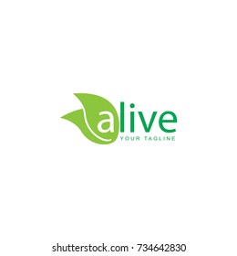 alive Leaf, fresh logo, initial letter A logo, leaves logo with initial letter A, vegan logo, vegetarian icon vector 