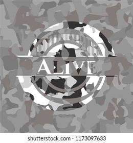 Alive on grey camo pattern