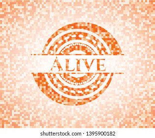 Alive orange mosaic emblem. Vector Illustration. Detailed.