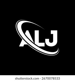 Logotipo de ALJ. ALJ diseño de logotipo de la letra. Logotipo de ALJ inicial vinculado con el círculo y el logotipo del monograma en mayúsculas. Tipografía ALJ para tecnología, negocio y marca inmobiliaria.