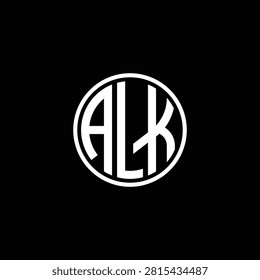 Alk black letter monogram circle logo design emblem with identity