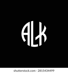 Alk circular monogram logo mark isolated on black background