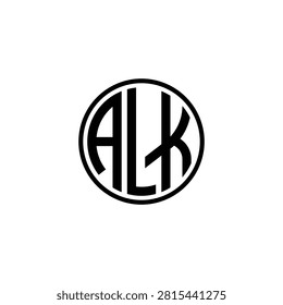 Alk letters logo design in a circular frame with circular, isolated