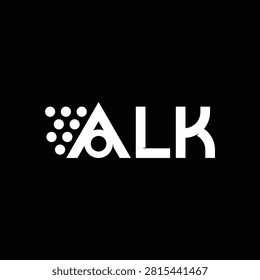 Alk logo design with abstract geometric dots isolated on black